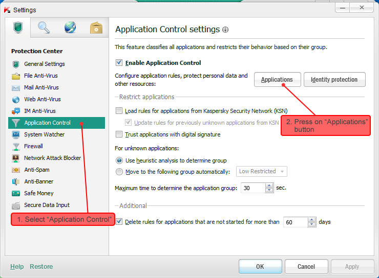 Kaspersky Internet Security settings 2